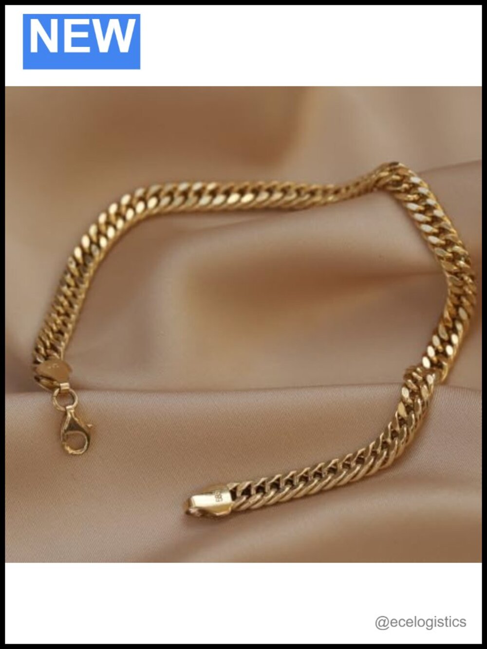 14K Gold 8mm Curb Link Chain Bracelet Unisex Hip-Hop Style Gift Boxed - Picture 5 of 6
